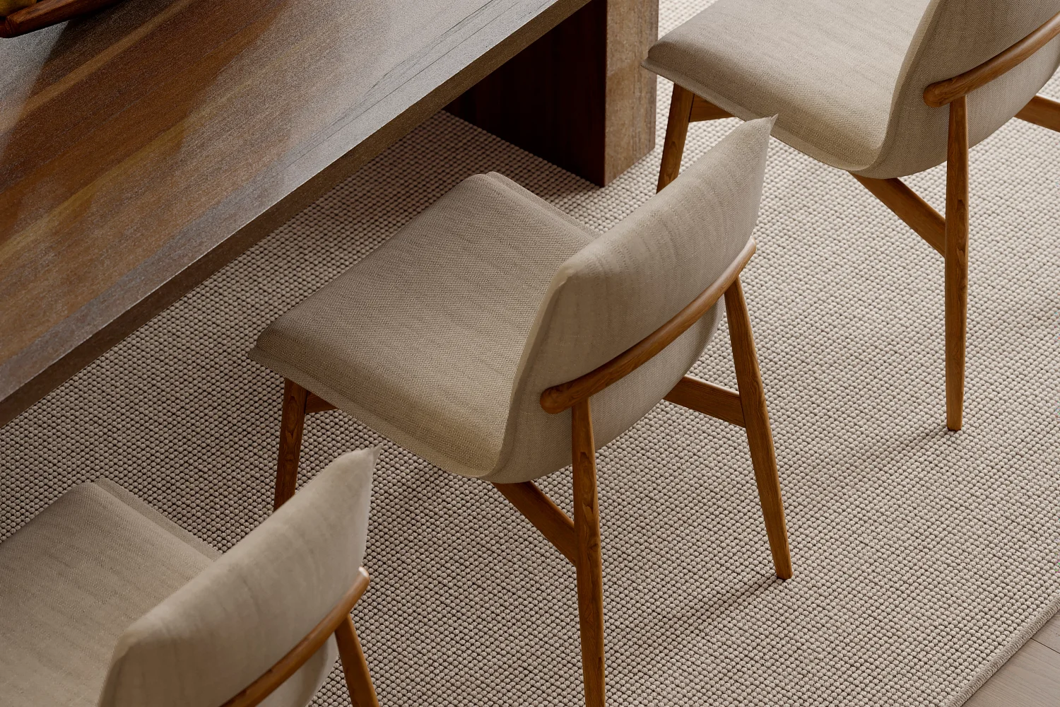 Anderson Tuftex Touchstone carpet in Twig beneath dining chairs